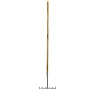 JCB 12 Teeth Heritage Garden Rake, Heavy-duty Carbon Steel and Ash Wood Shaft